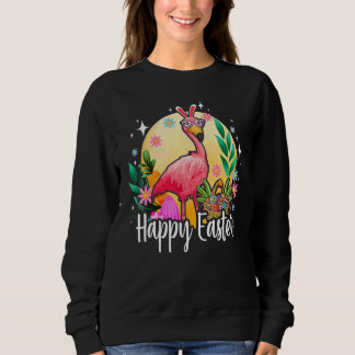 Kaninöron Flamingo med påskäggs korg Glad påsk T Shirt