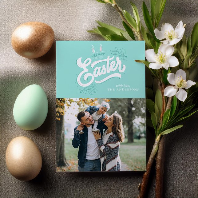 Kaninöron "Glad Påsk" Foto Julkort (Skapare uppladdad)