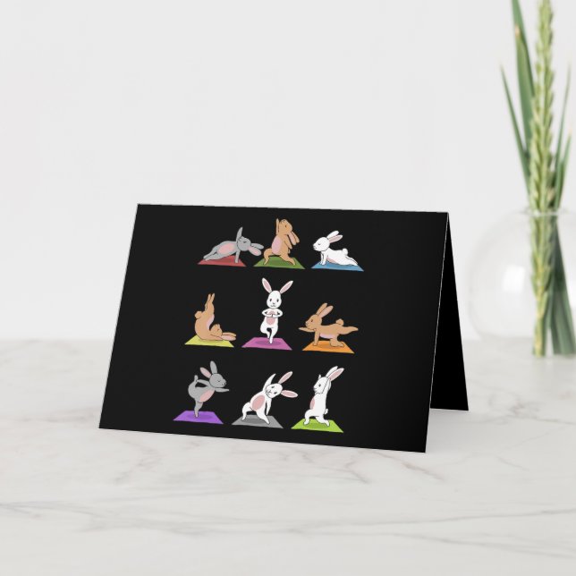Kaninpresent | Bunny Yoga I Yogapositioner Sport Kort (Framsida)