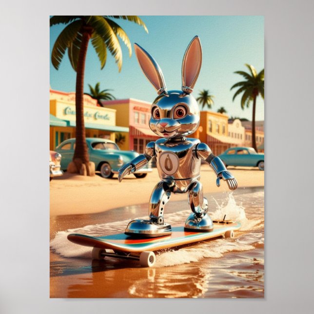 kaninrullskridskor på stranden poster (Framsidan)