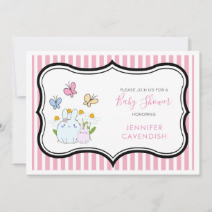 Kaninungar vår daisies och fjärilar baby shower inbjudningar