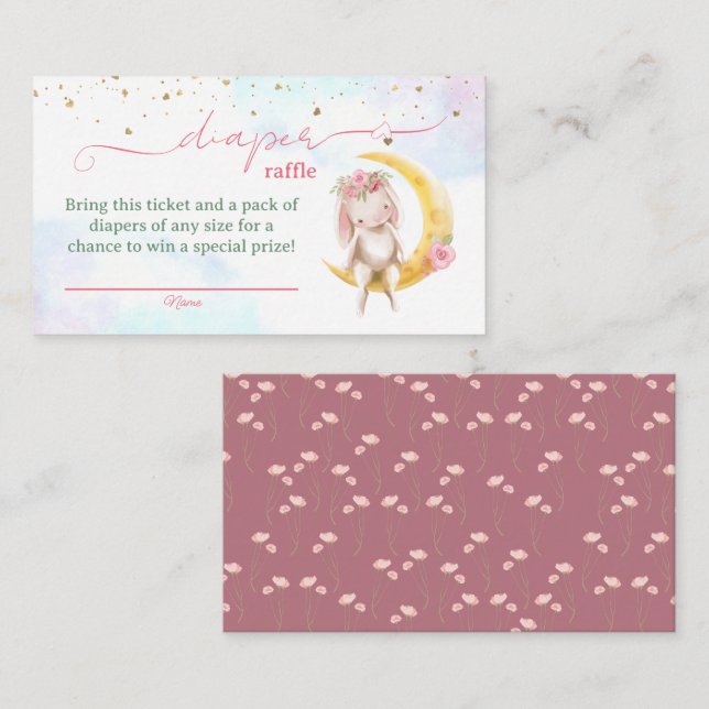 Kaninunge Baby Shower Blöja Tombola Biljetter Tilläggskort (Fram/baksida)