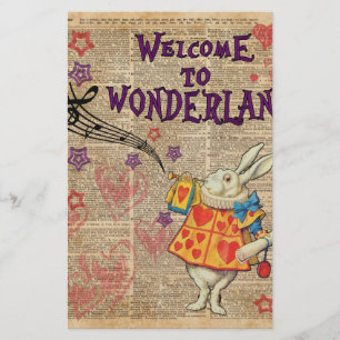 Kaninvälkomnande till. Alice i underland Brevpapper