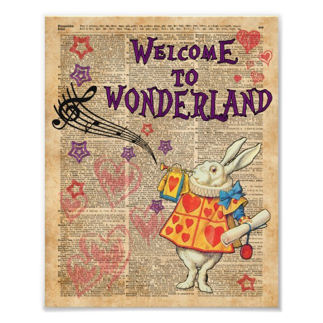 Kaninvälkomnande till. Alice i underland Fototryck (Framsidan)