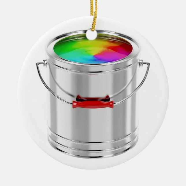 Kanistern med multifärgad målar julgransprydnad keramik (Framsidan)