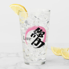 Kanji Ai/Kärlek Japansk Kalligrafi Glaskopp