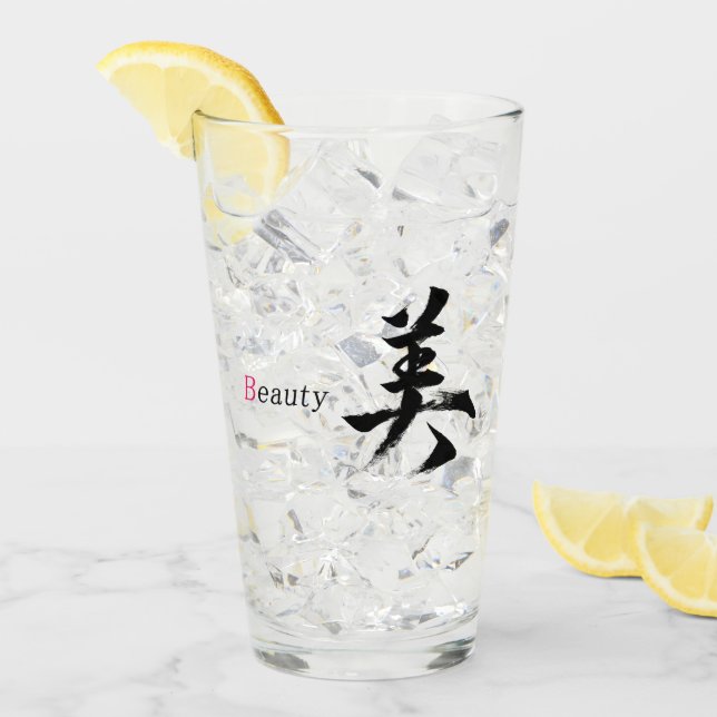 Kanji Bi/Skönhet Japansk Kalligrafi Glaskopp (Framsida Ice)