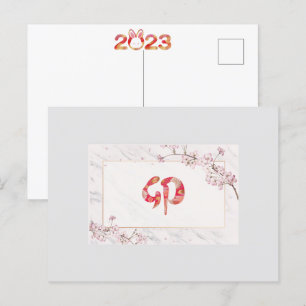 Kanji Cherry Blommars New Year, 2023 Postcard Vykort