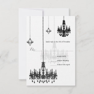 Kanji för Kärlek 7 Black Chandeliers Bröllop OSA Kort