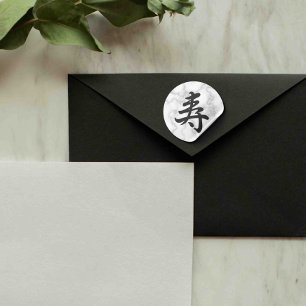 kanji-grattisar i marble look runt klistermärke