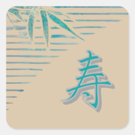 kanji grattiss - bamboo fyrkantigt klistermärke