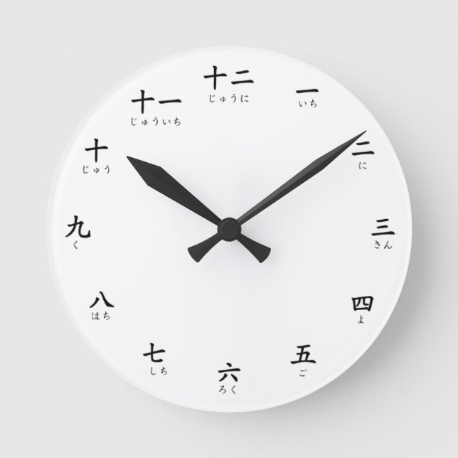 Kanji Hiragana Numbers Lär att räkna på japanska Rund Klocka (Framsida)
