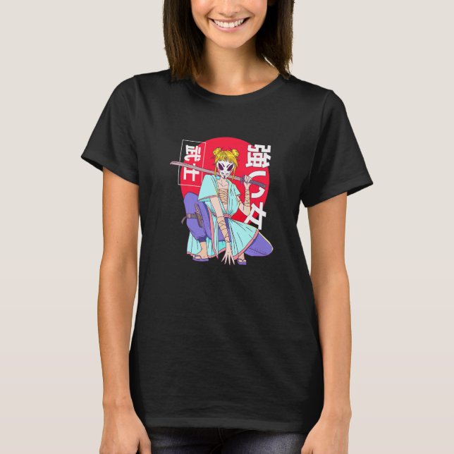 Kanji Japanska Samurai Ninja Girl Woman T Shirt (Framsida)