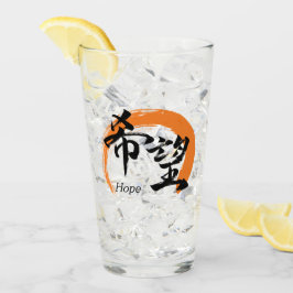 Kanji Kibo/Hope Japanese Calligraphy Glaskopp
