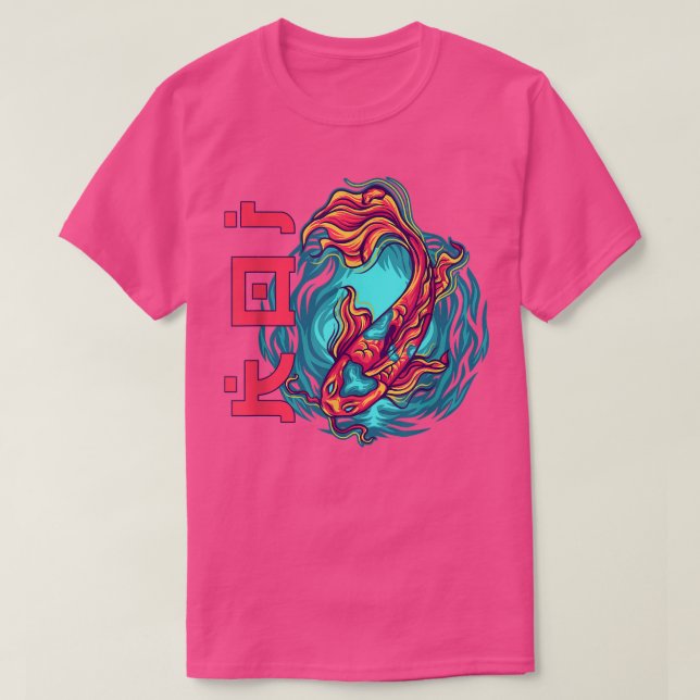 Kanji Koi Carp Japanskt Font Fire Koi T Shirt (Design framsida)