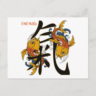 Kanji Koi Fish Energy Vykort