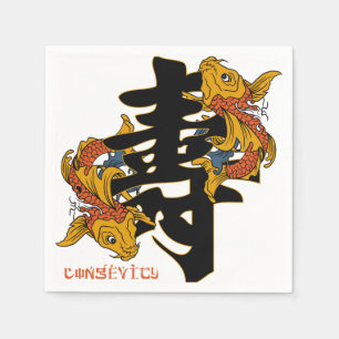 Kanji Koi Fish Longevity Pappersservett