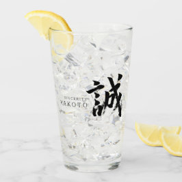Kanji Makoto/Uppriktighet Japansk kalligrafi Glaskopp