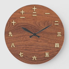 Kanji numrerar på den Wood väggen tar tid på Stor Klocka