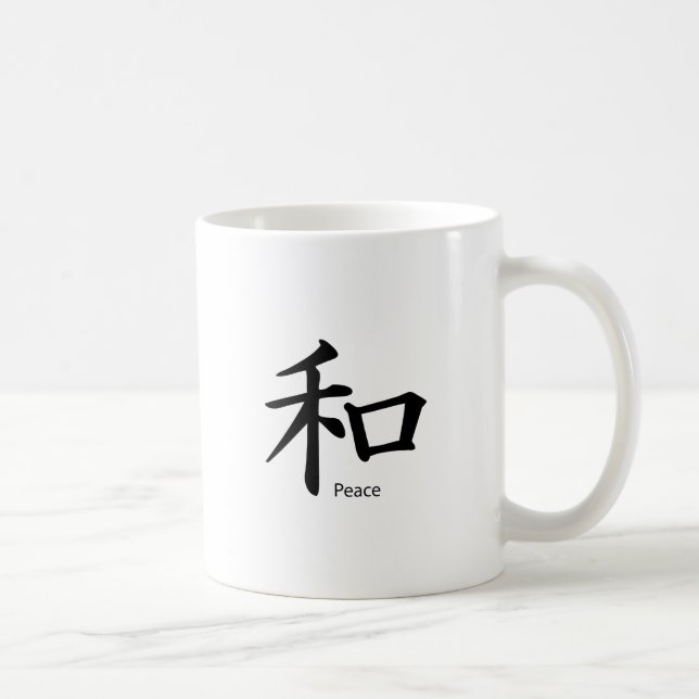 Kanji Peace Symbol i Bläck Black Kaffemugg (Höger)