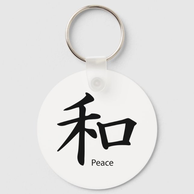 Kanji Peace Symbol i Bläck Black Nyckelring (Framsida)