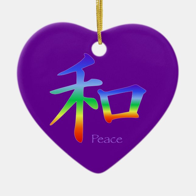 Kanji Peace Symbol i Chakra Färg Julgransprydnad Keramik (Framsidan)