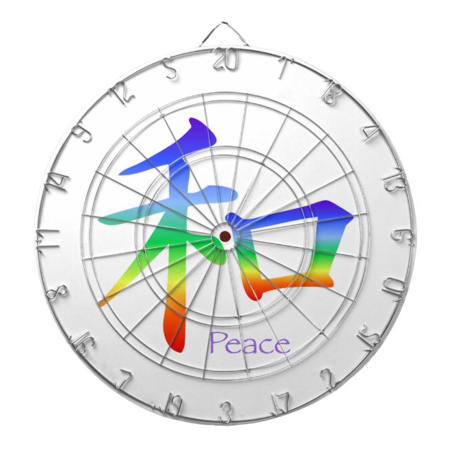 Kanji Peace Symbol i Chakra Färg Piltavla (Framsidan)