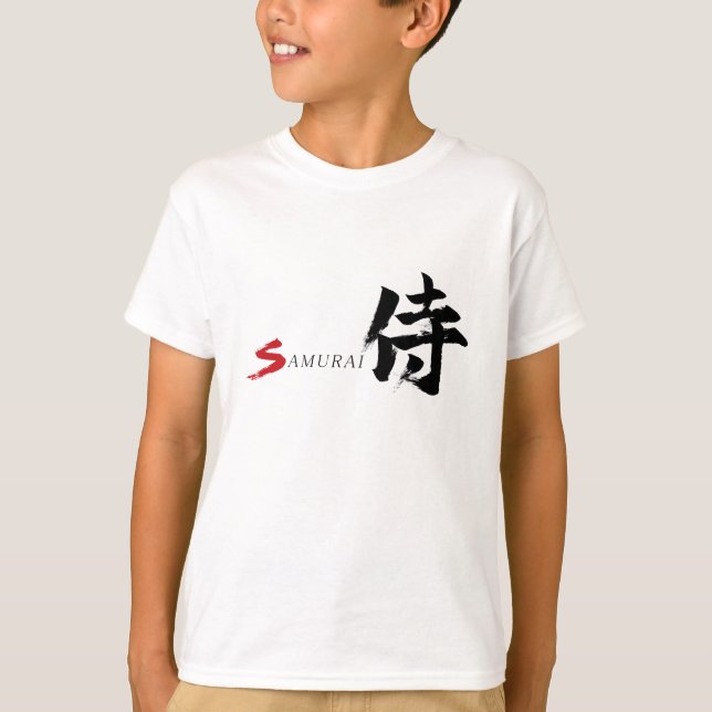 Kanji Samurai Japansk Kalligrafi T Shirt (Framsida)
