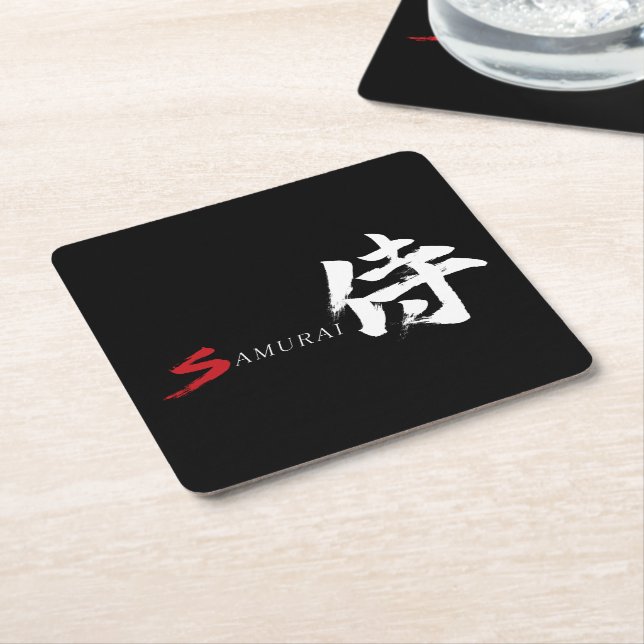 Kanji Samurai Japansk Kalligrafi Underlägg Papper Kvadrat (Vinklad)