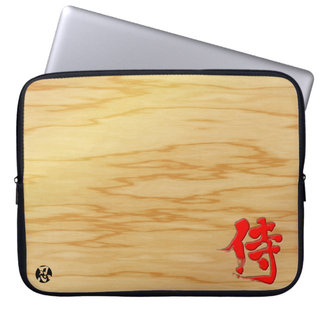 [Kanji] Samurai-skylt stil med rött brev Laptop Sleeve (Framsidan)