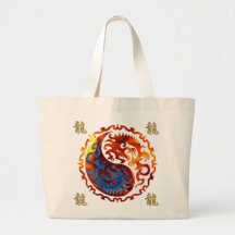 KANJI Symbol för DRAGON Yin & Yang Asian Art Bags