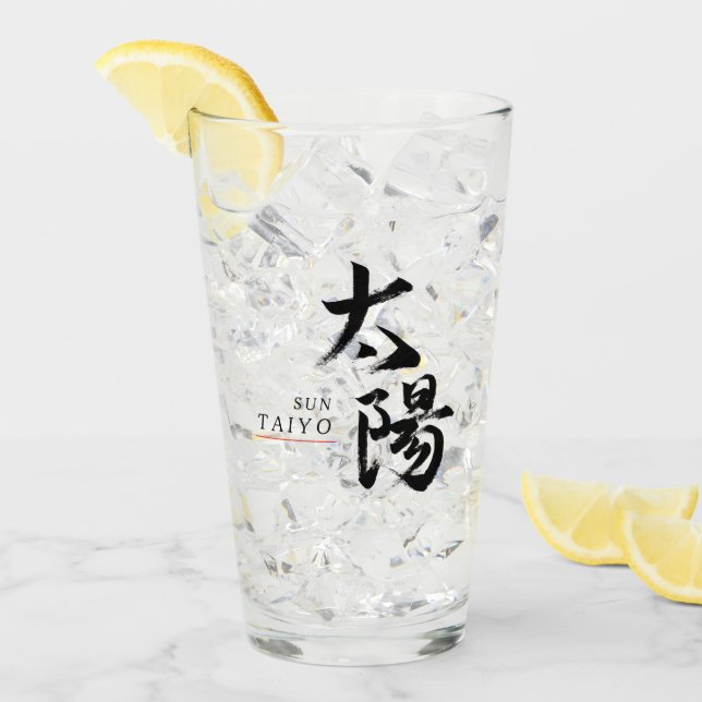 Kanji Taiyo/Sol Japansk kalligrafi Glaskopp (Framsida Ice)