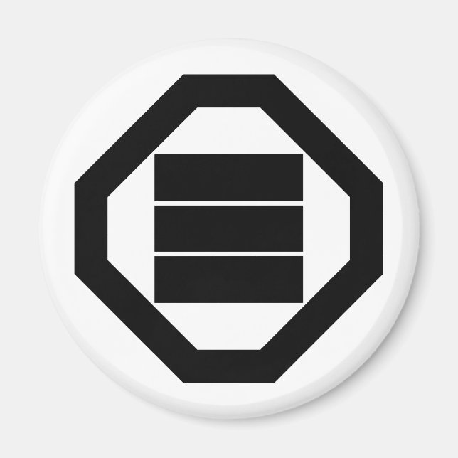 Kanji-tecken för tre på brickan magnet (Framsidan)