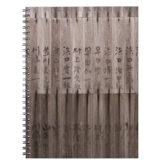 Kanji-text ombord anteckningsbok