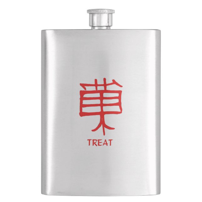 Kanji Treat red-kolv av rostfritt stål Fickplunta (Framsidan)
