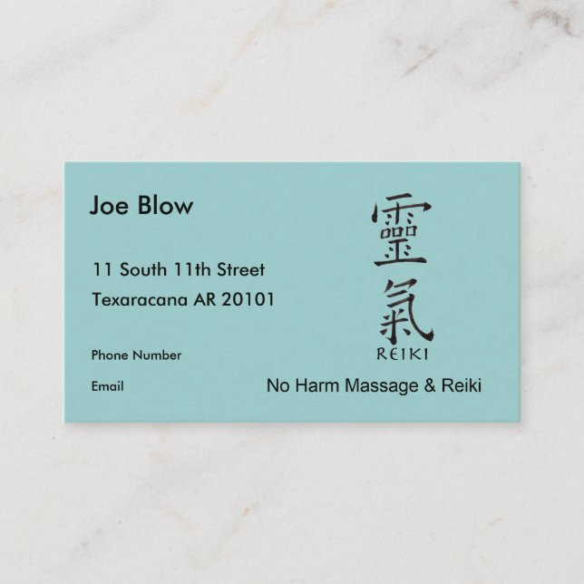 Kanjitecken för REIKI Tidsbeställning Kort (Framsida)