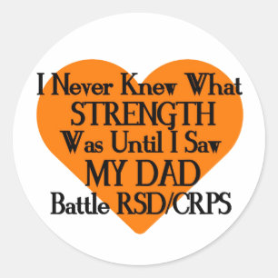 Känn aldrig till styrka/hjärta/Pappa...RSD/CRPS Runt Klistermärke