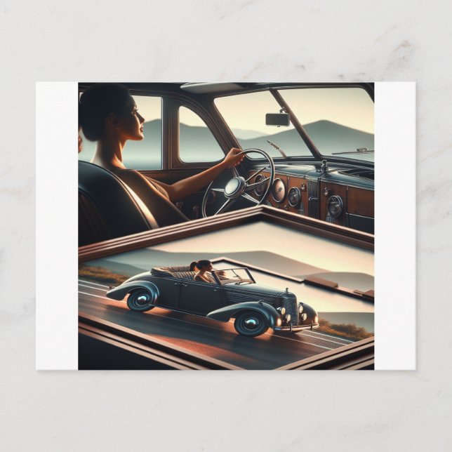 Känn bara din bil i retrostil, kör den. vykort (Framsida)