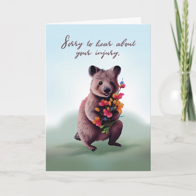 Känn bättre efter skadad Bear Hug med blommor Kort (Framsida)