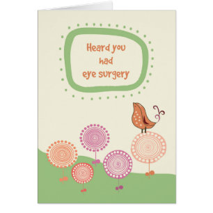 Känn bättre Öga Surgery Cute Bird on Flower Hälsningskort