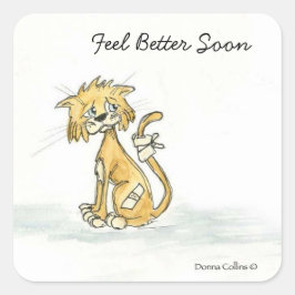 Känn bättre snart Kattunge Fyrkantigt Klistermärke