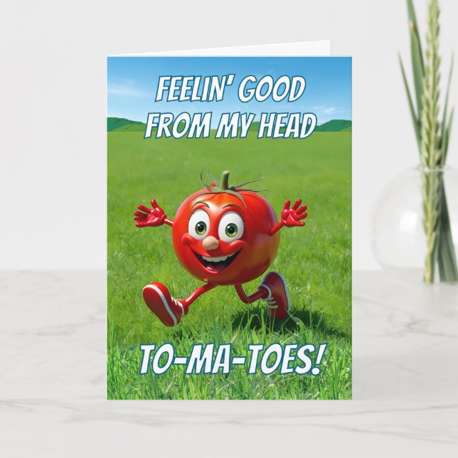 Känn bättre snart Tomato Pun Tecknad Kort (Framsida)