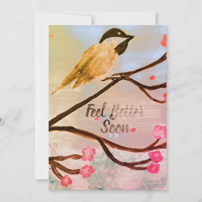 Känn bättre snart vid födelsen på Cherry Träd Card Kort (Framsida)
