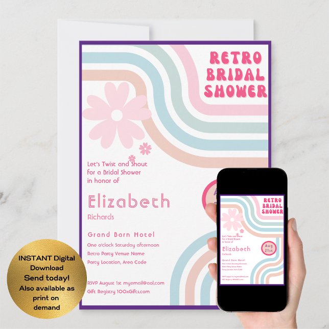 Känn Beat! Cosmic Retro 70-talets Möhippa Inbjudningar (Skapare uppladdad)