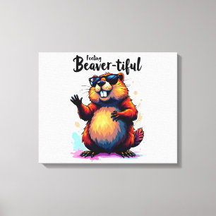 Känn beavertike - Lustigt beavers grafik Canvastryck