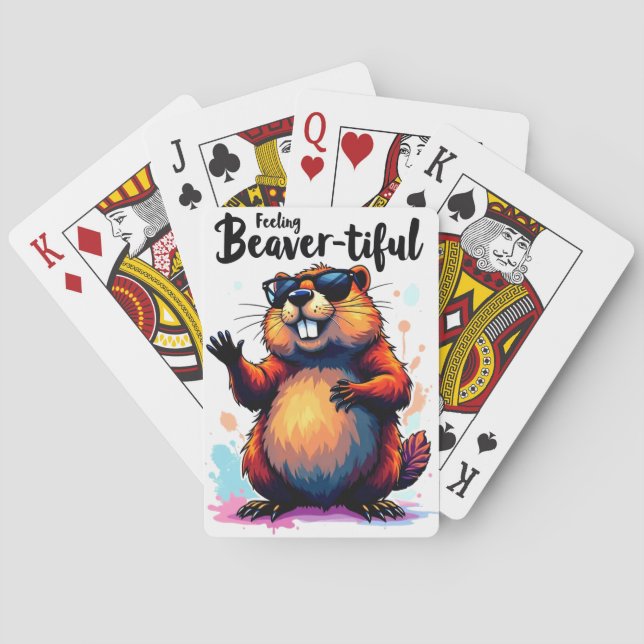 Känn beavertike - Lustigt beavers grafik Casinokort (Baksidan)