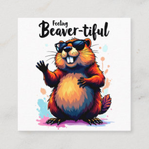 Känn beavertike - Lustigt beavers grafik Fyrkantigt Visitkort