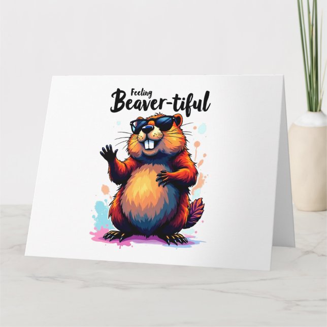 Känn beavertike - Lustigt beavers grafik Kort (Framsida)