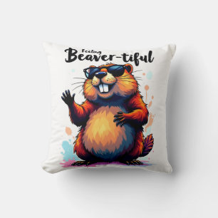 Känn beavertike - Lustigt beavers grafik Kudde