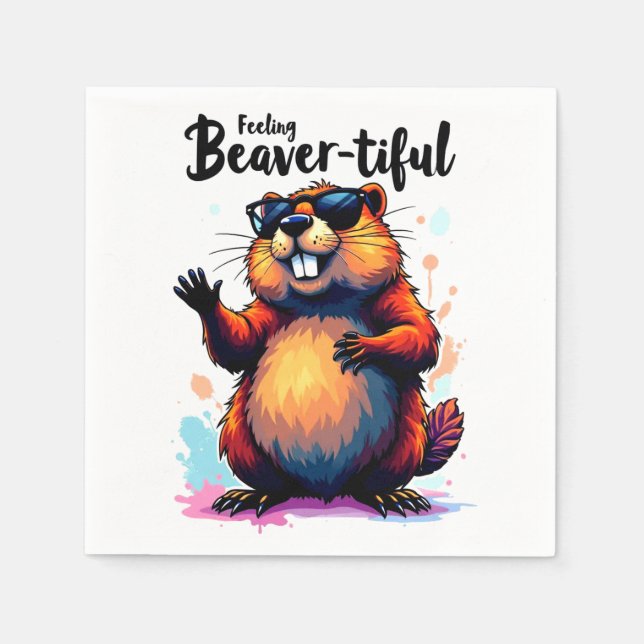 Känn beavertike - Lustigt beavers grafik Pappersservett (Framsidan)